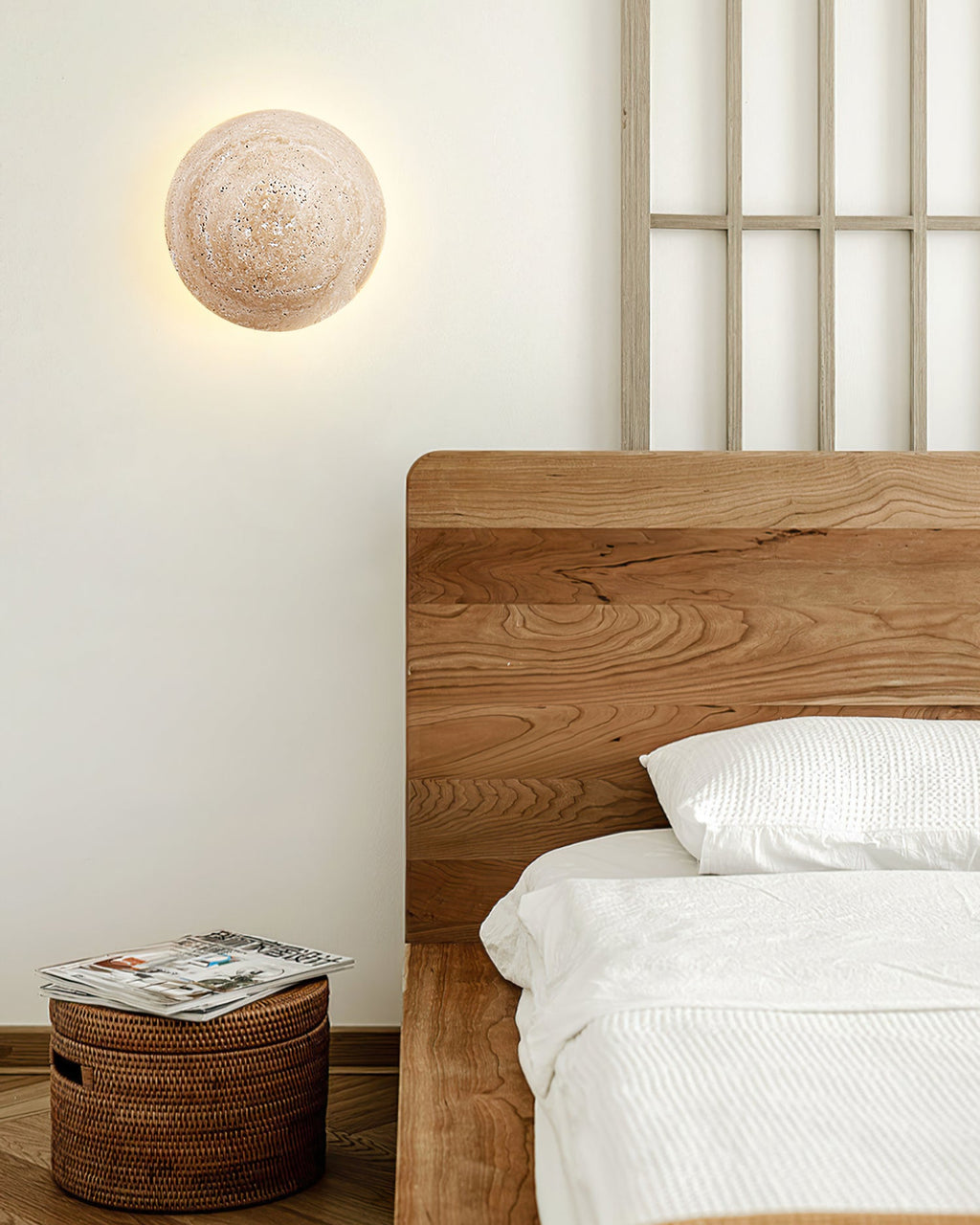 WINDSOR TRAVERTINE CIRCULAR WALL SCONCE