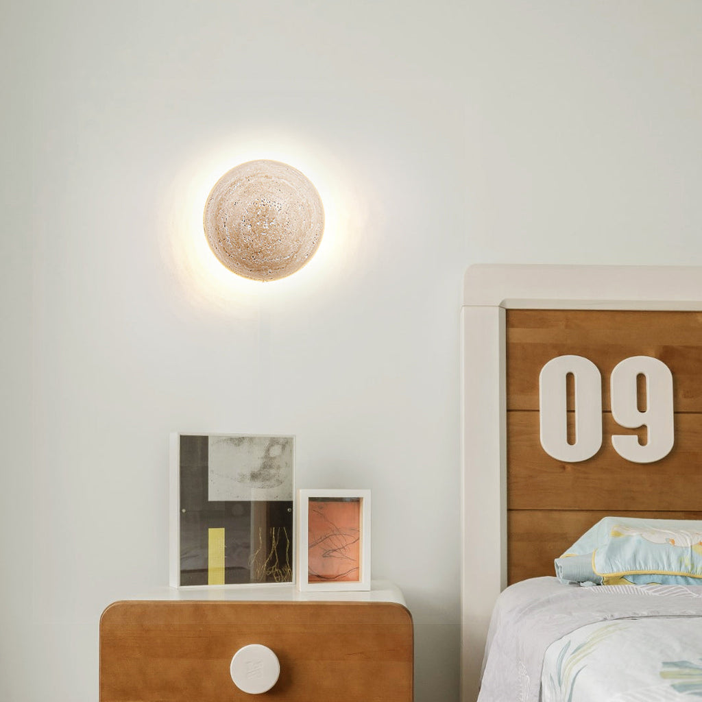 WINDSOR TRAVERTINE CIRCULAR WALL SCONCE