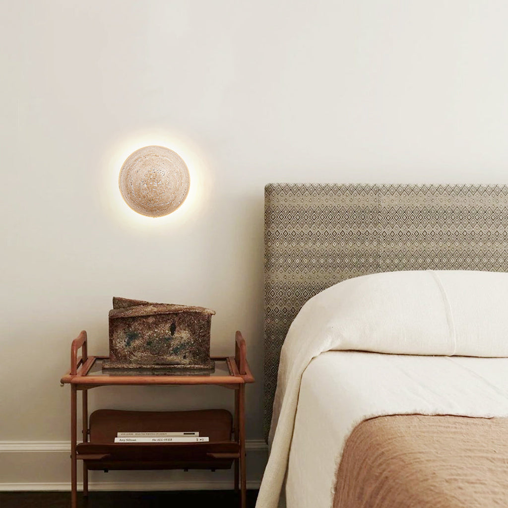 WINDSOR TRAVERTINE CIRCULAR WALL SCONCE