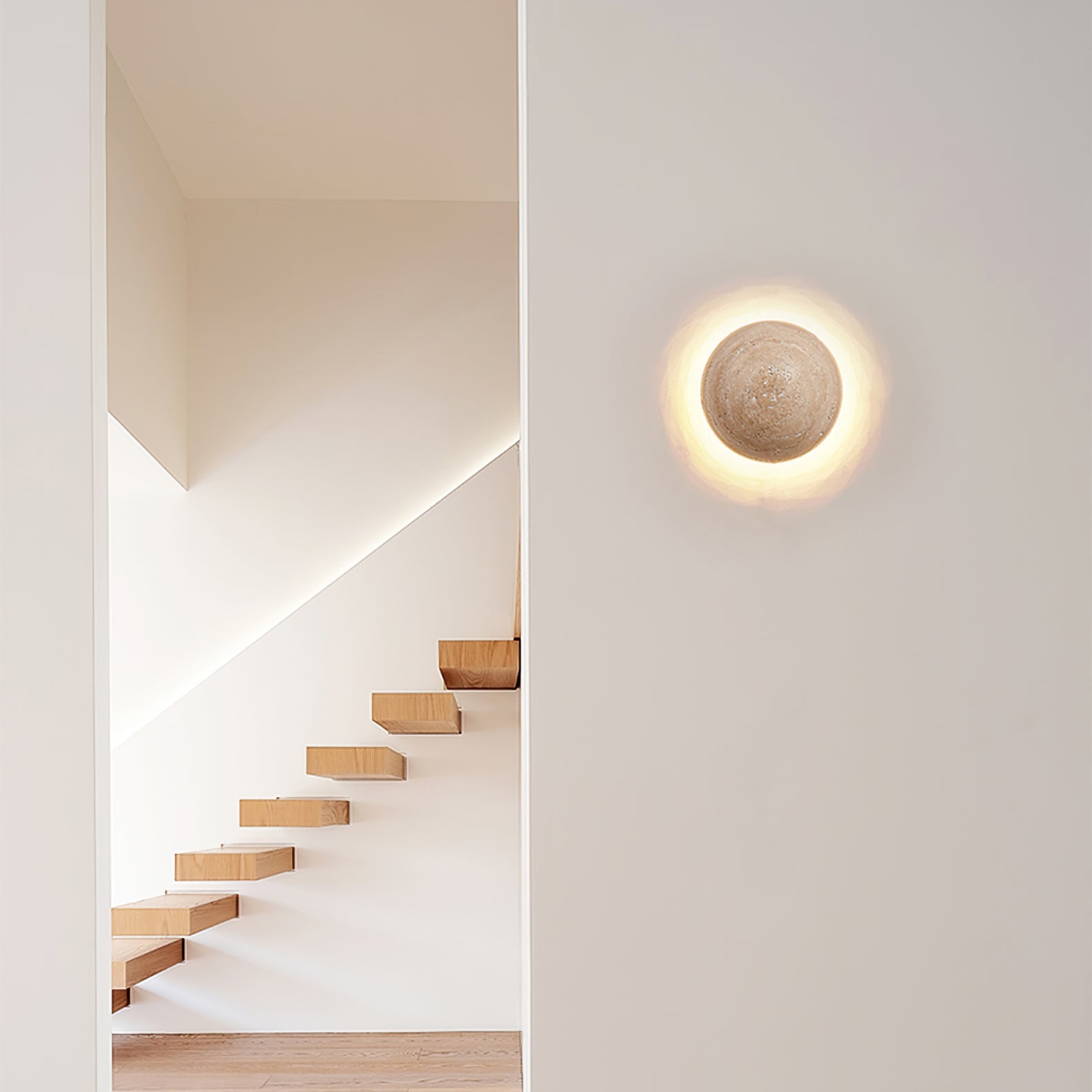 WINDSOR TRAVERTINE CIRCULAR WALL SCONCE