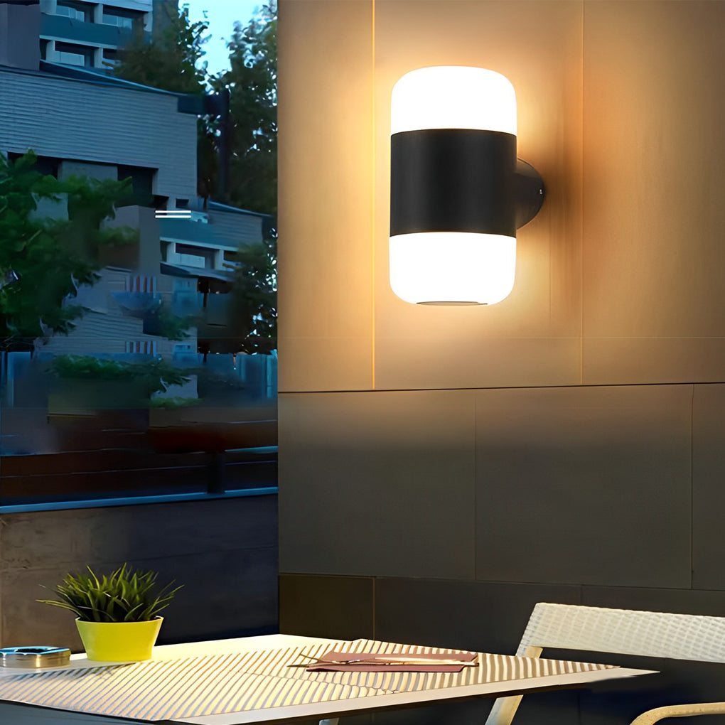 RAVENHURST CIRCULAR LED OUTDOOR LIGHTING, WATER-RESISTANT BLACK WALL FIXTURE