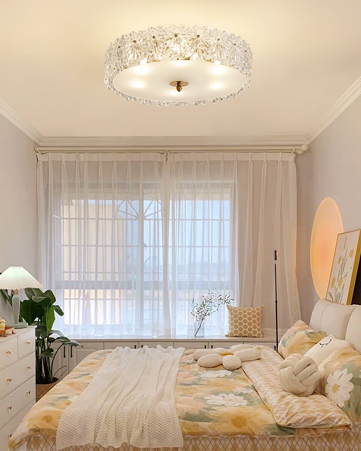 FROSTED CRYSTAL SNOWDROP CEILING LIGHT