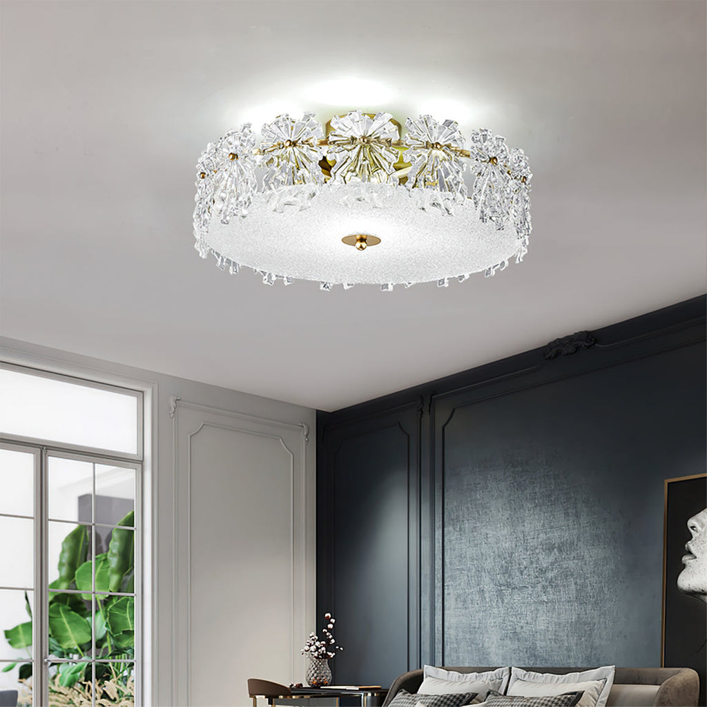 FROSTED CRYSTAL SNOWDROP CEILING LIGHT