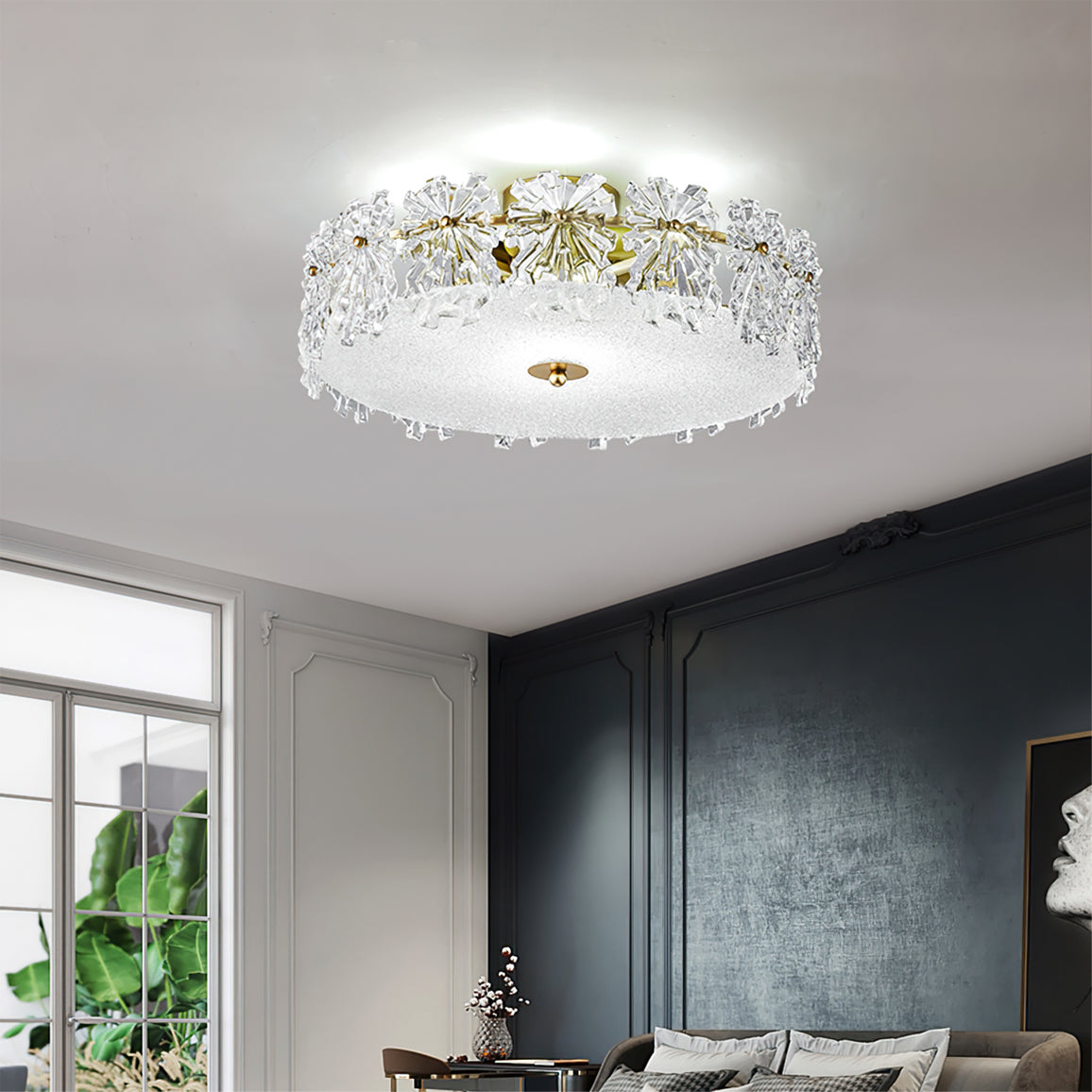 FROSTED CRYSTAL SNOWDROP CEILING LIGHT