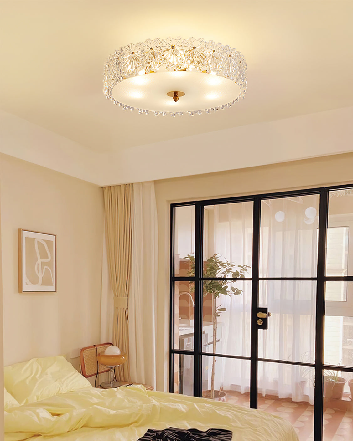FROSTED CRYSTAL SNOWDROP CEILING LIGHT