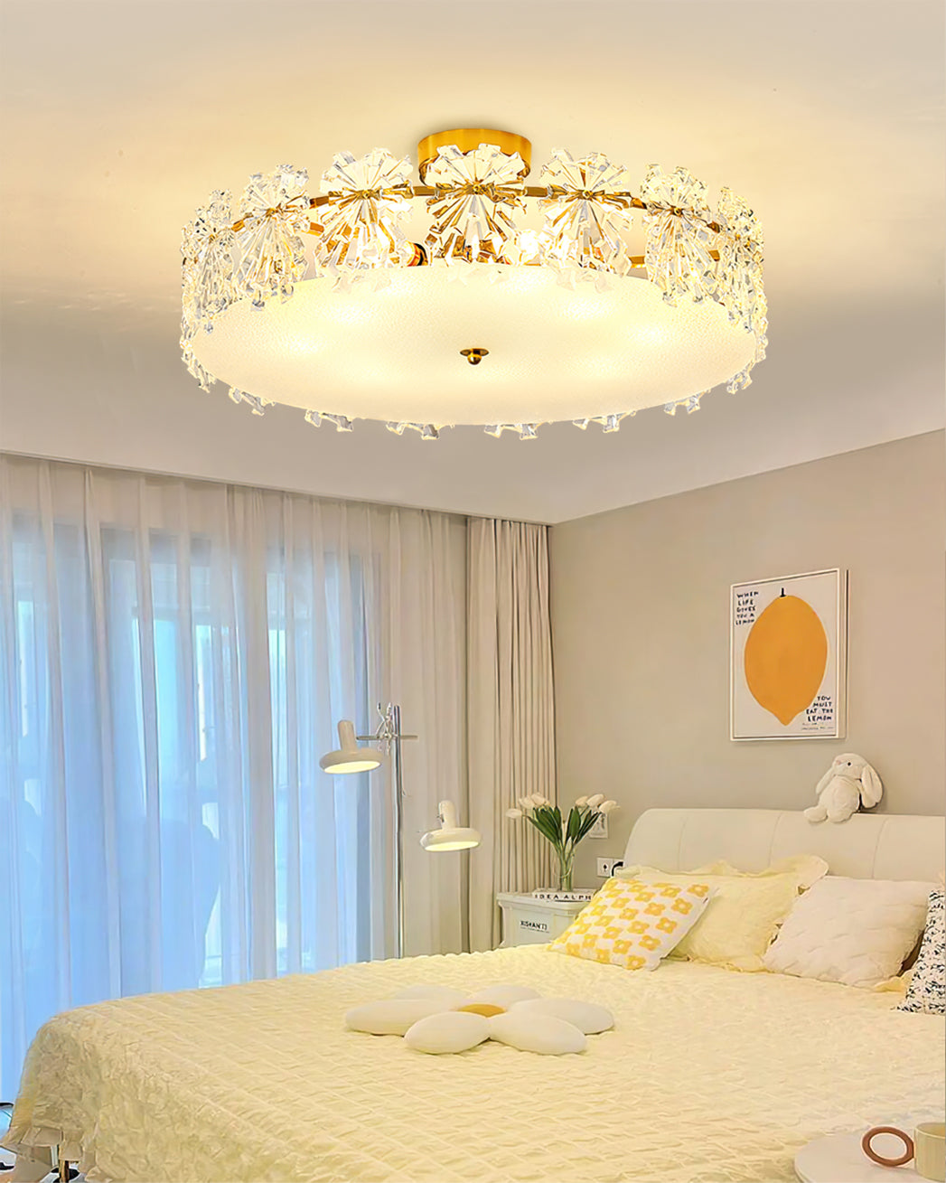 FROSTED CRYSTAL SNOWDROP CEILING LIGHT