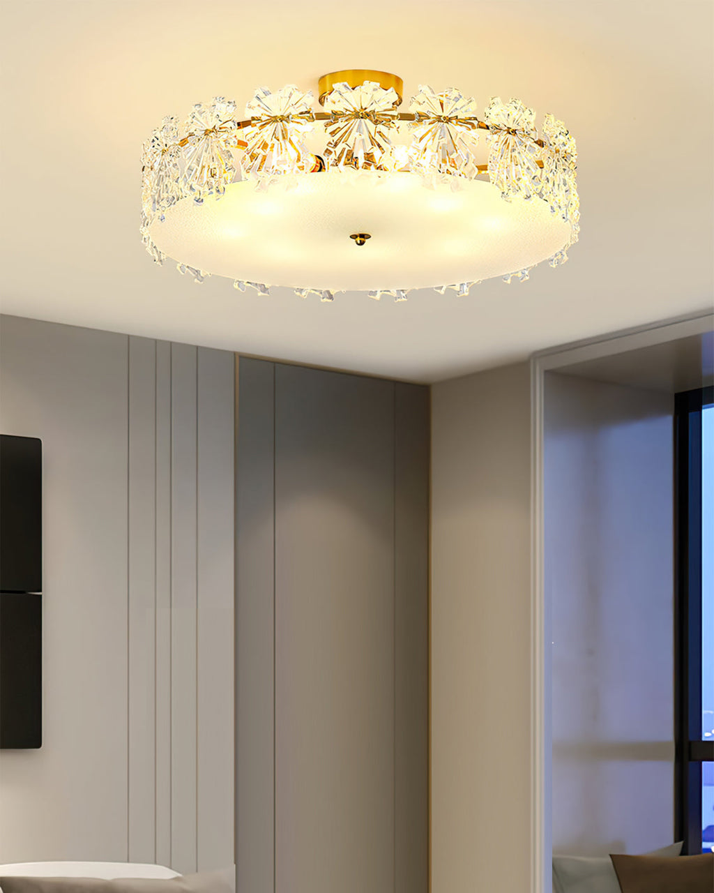 FROSTED CRYSTAL SNOWDROP CEILING LIGHT
