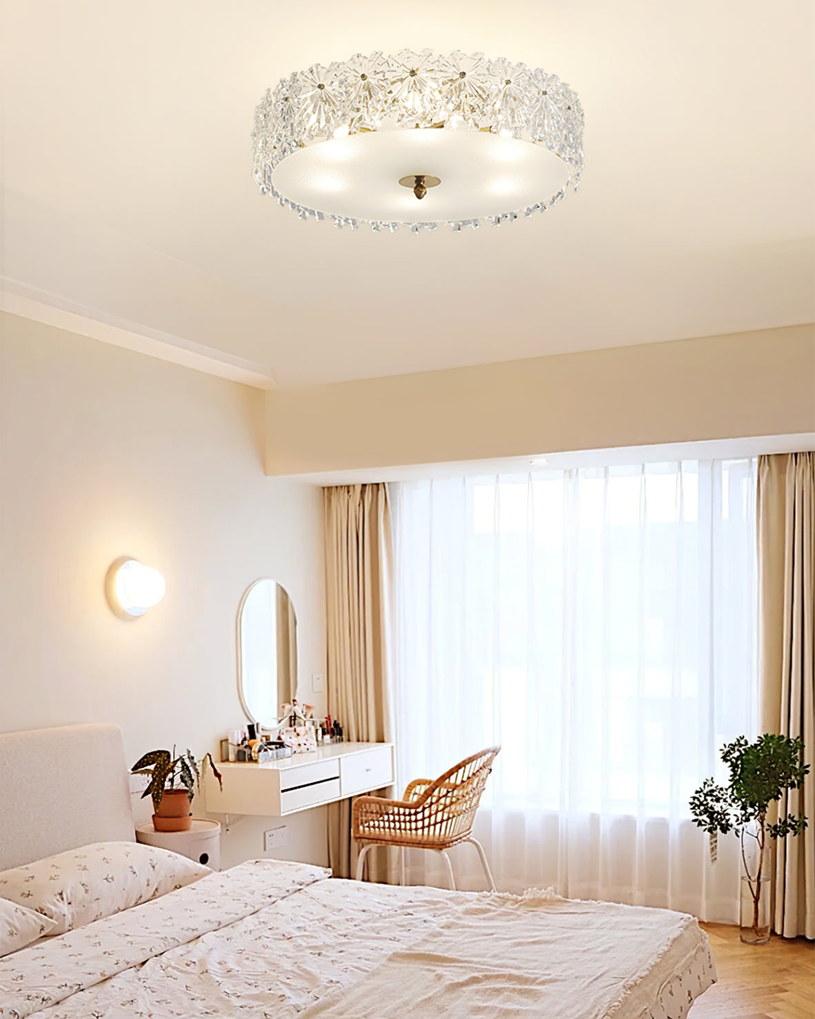 FROSTED CRYSTAL SNOWDROP CEILING LIGHT