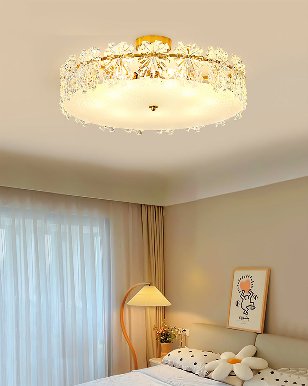 FROSTED CRYSTAL SNOWDROP CEILING LIGHT