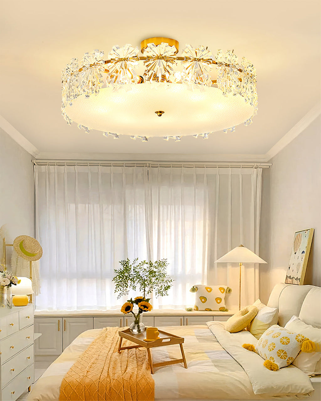 FROSTED CRYSTAL SNOWDROP CEILING LIGHT