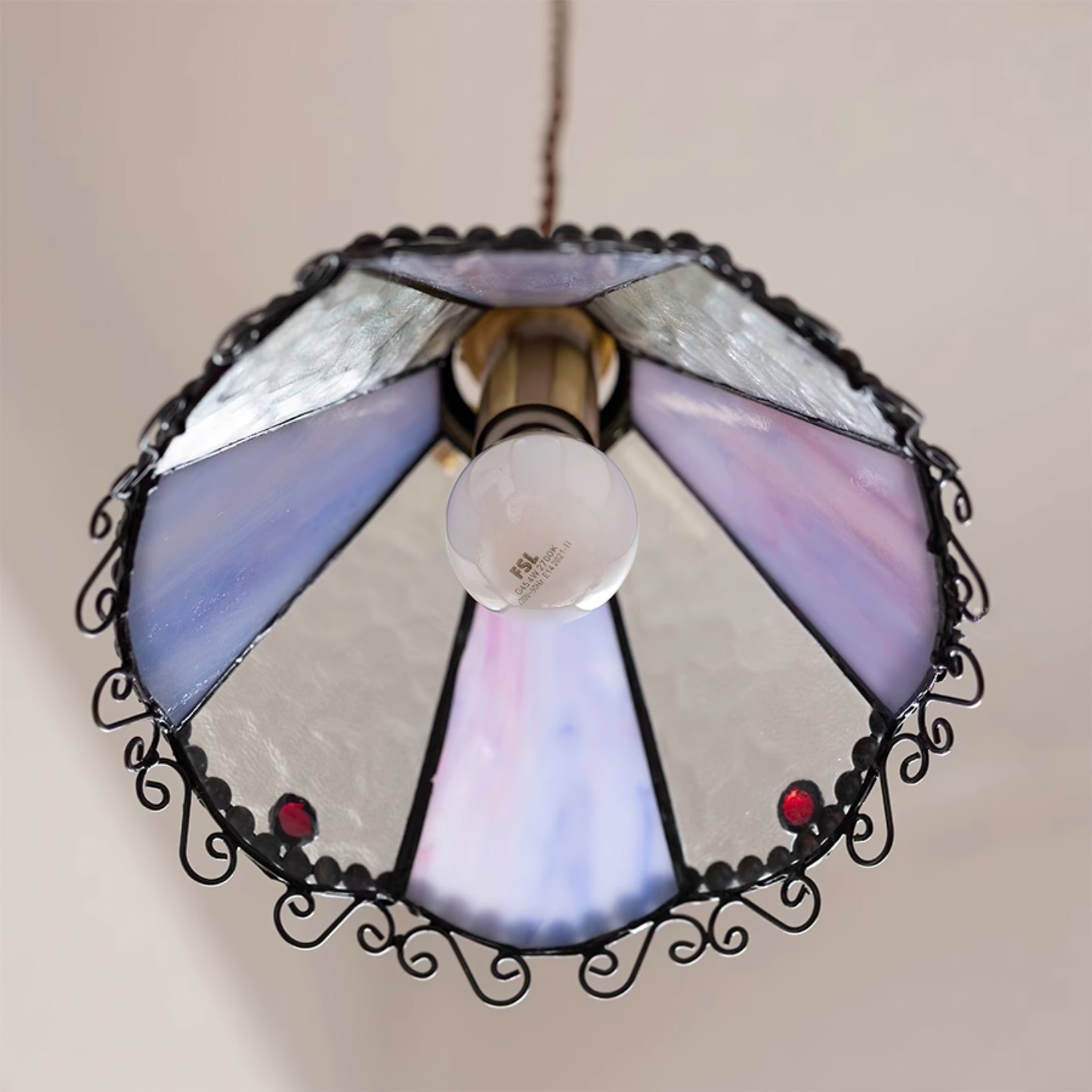 RAVENHURST STAINED GLASS HANGING LANTERN