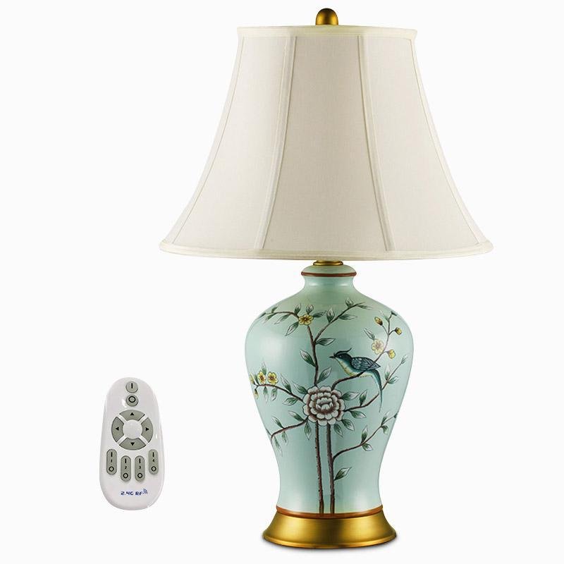 CHARLESTON PORCELAIN GARDENIA TABLE LAMP WITH AVIAN ACCENTS