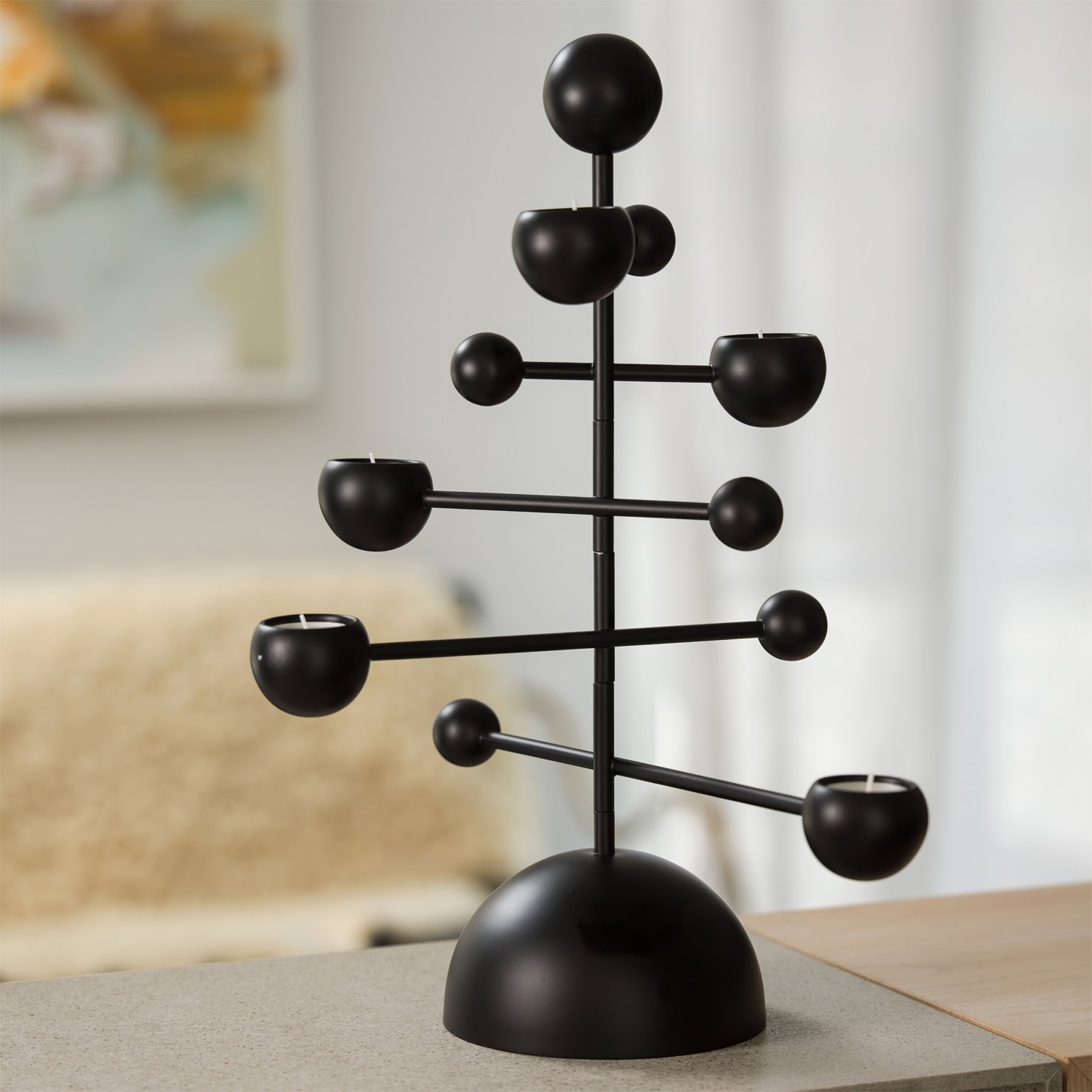 WINTHROP WROUGHT IRON FIVE-ARM CANDLE HOLDER