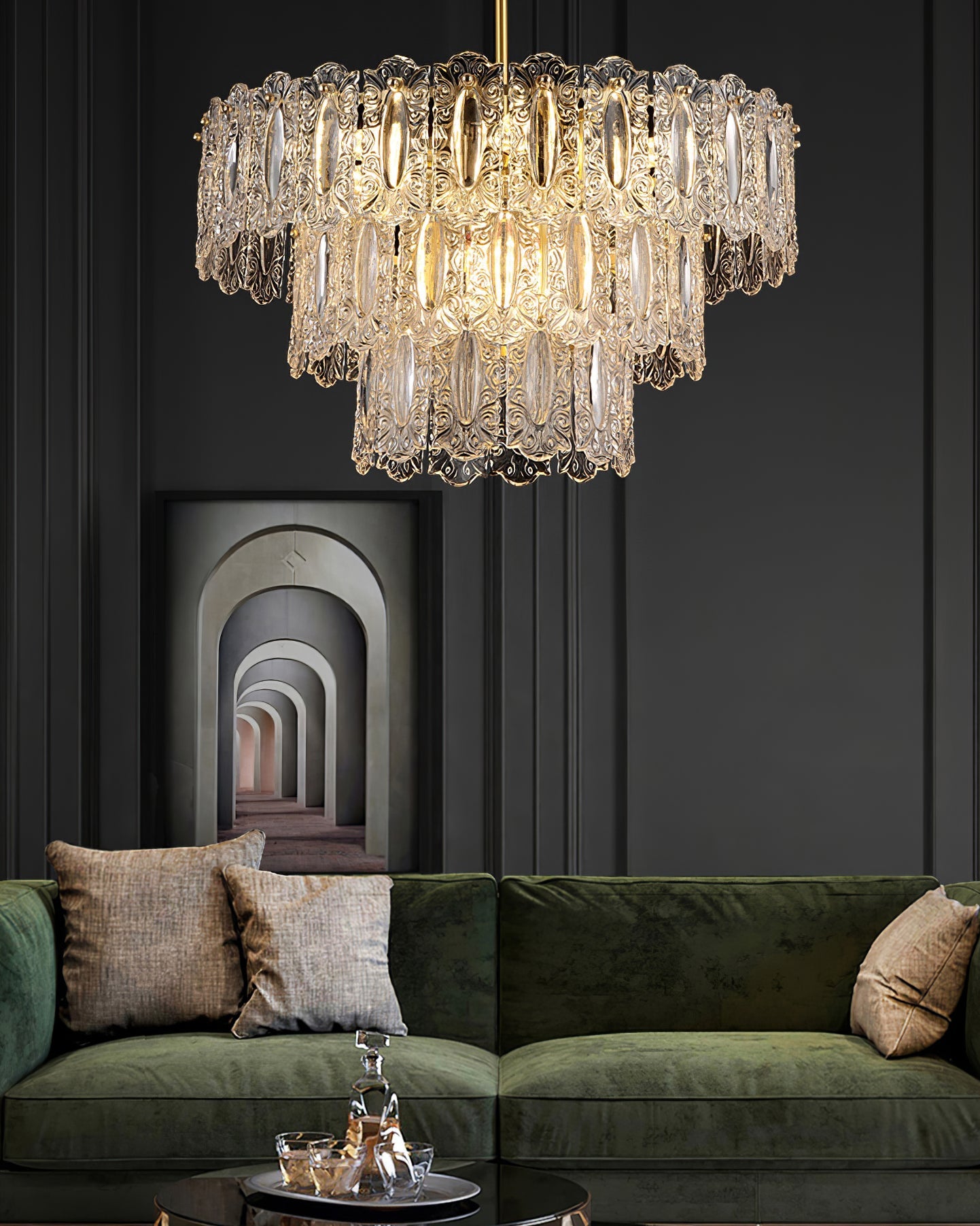 CHARLESTON CRYSTAL DRAPED LIGHTING FIXTURE