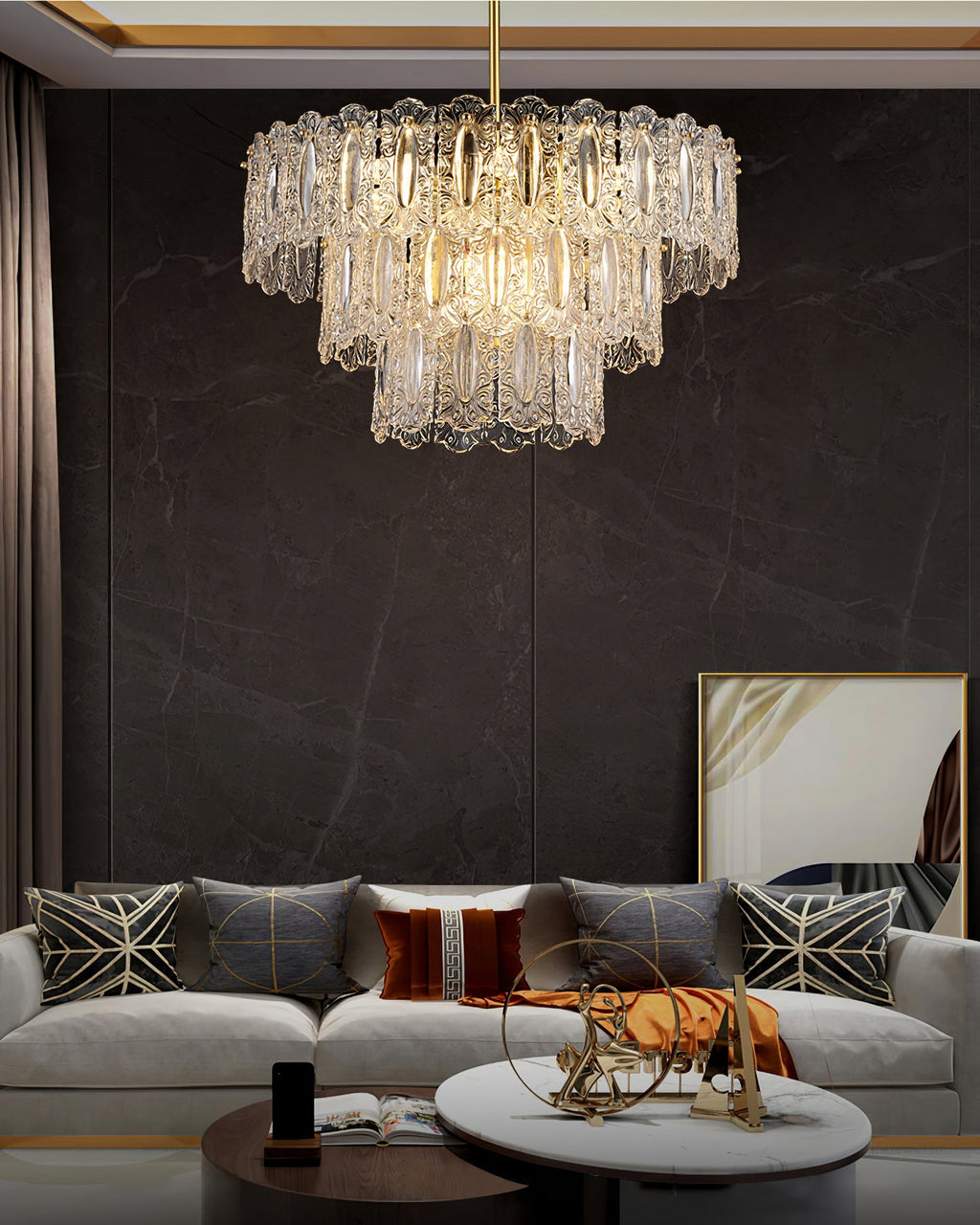 CHARLESTON CRYSTAL DRAPED LIGHTING FIXTURE