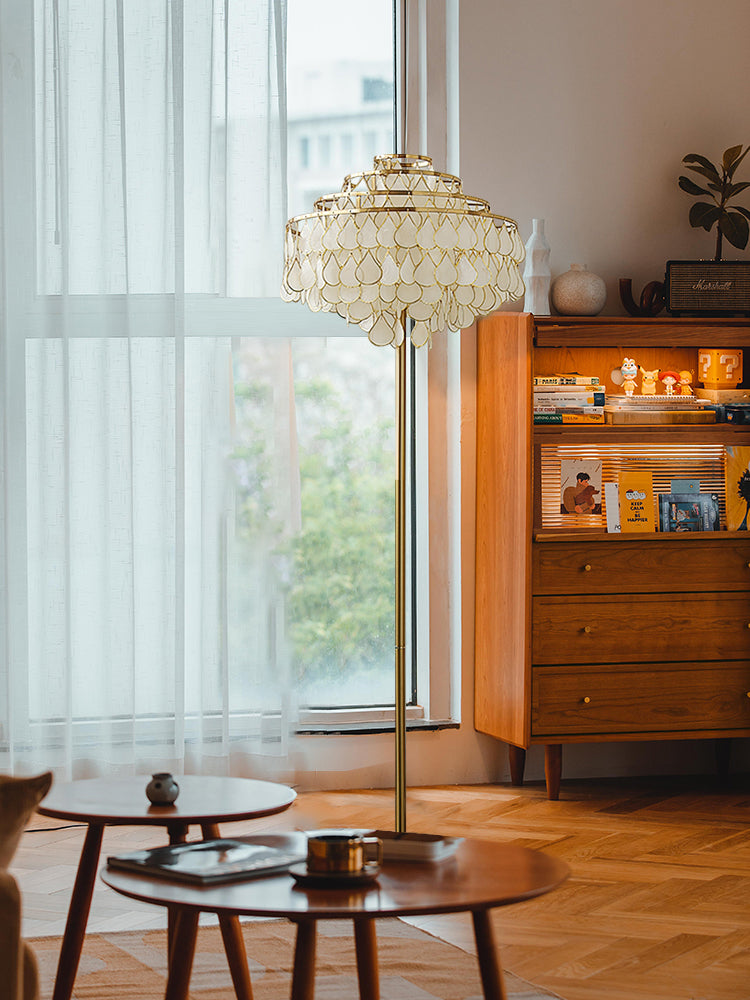 MERIDIAN PEARLIZED CONCH FLOOR LANTERN