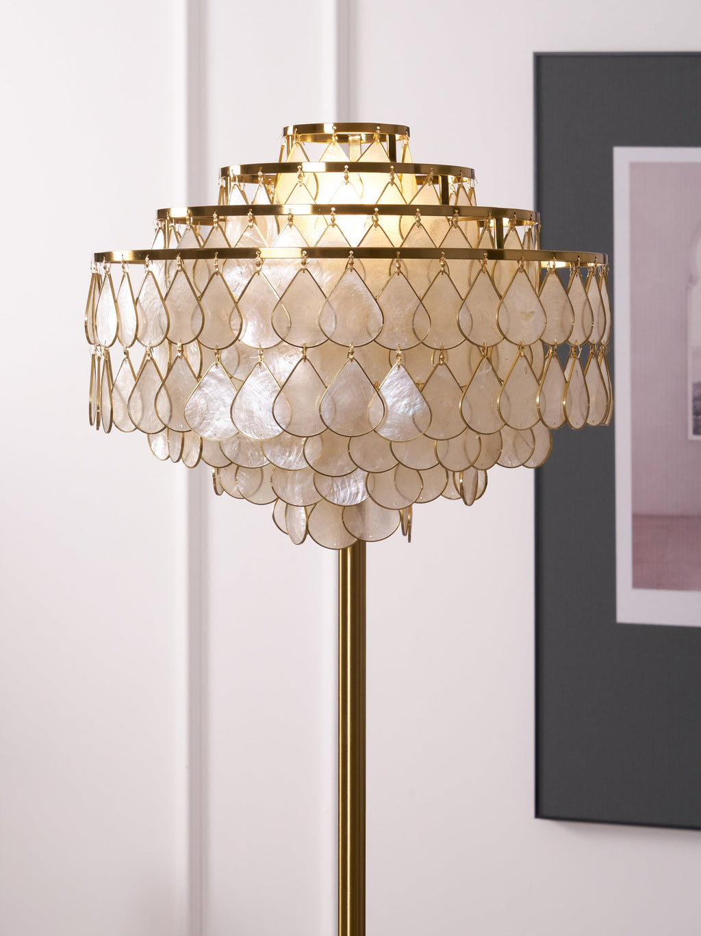 MERIDIAN PEARLIZED CONCH FLOOR LANTERN