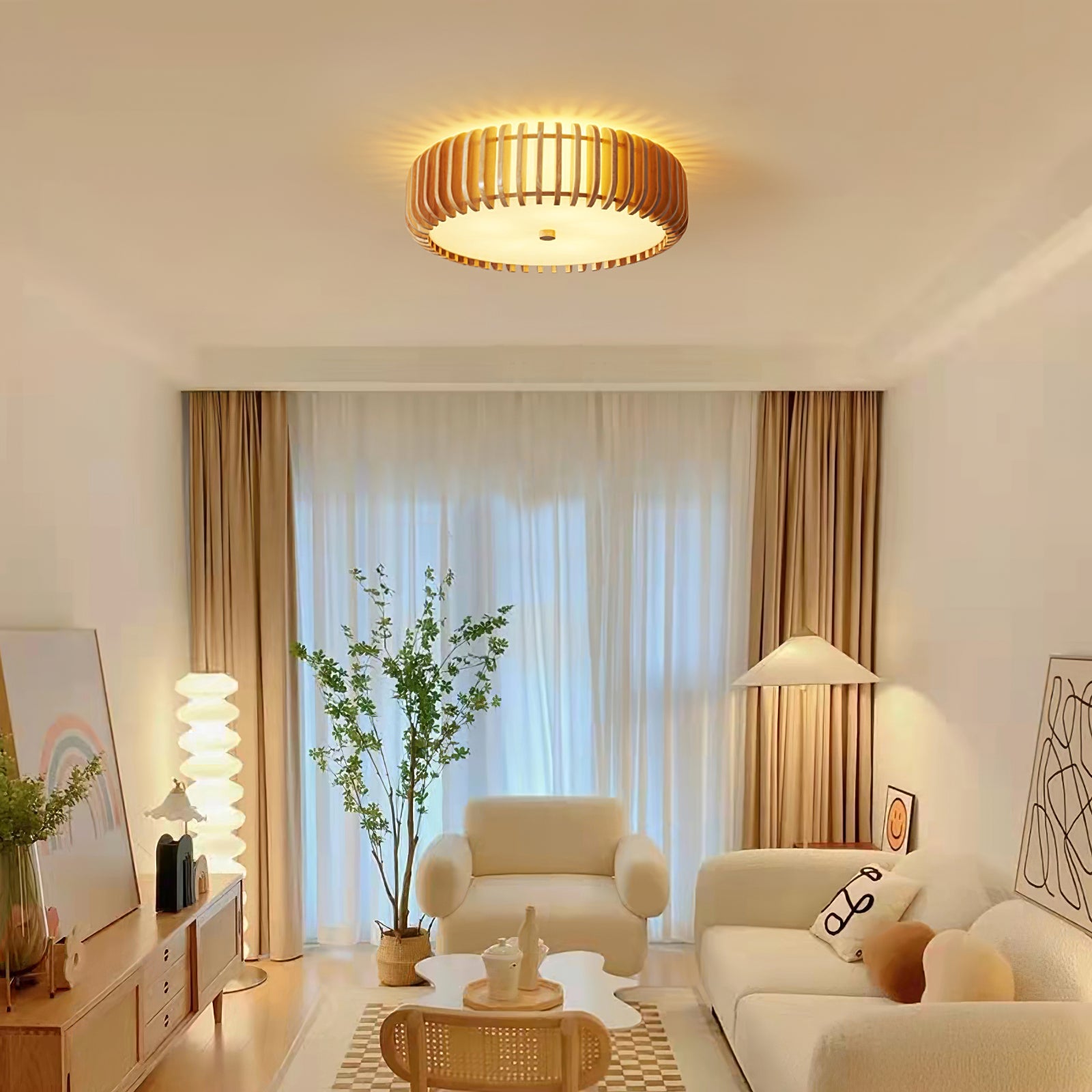 WINCHESTER WOODEN DRUM CEILING ILLUMINATOR