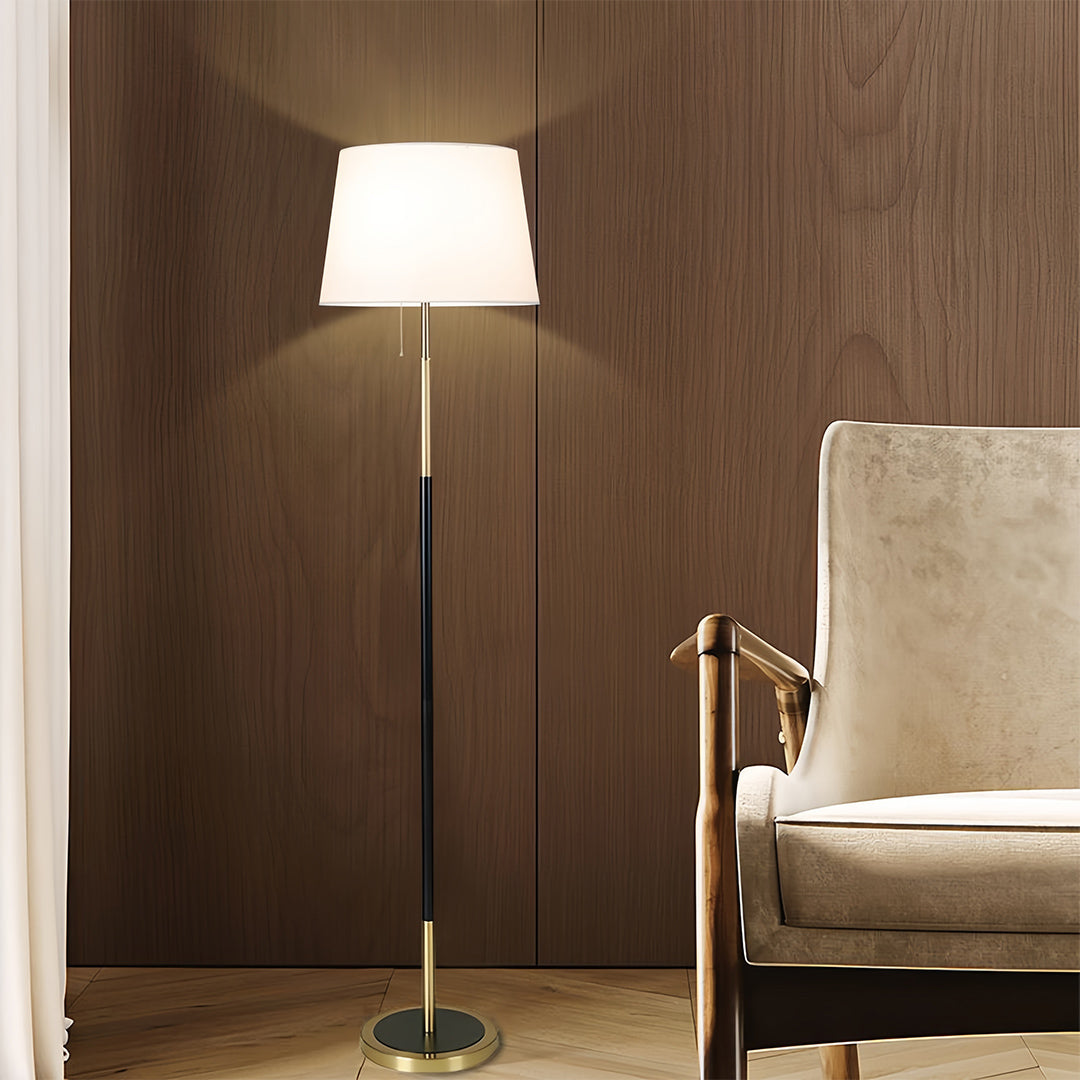 BRAMBLETON IRON CANOPY FLOOR LAMP WITH TEXTILE SHADE