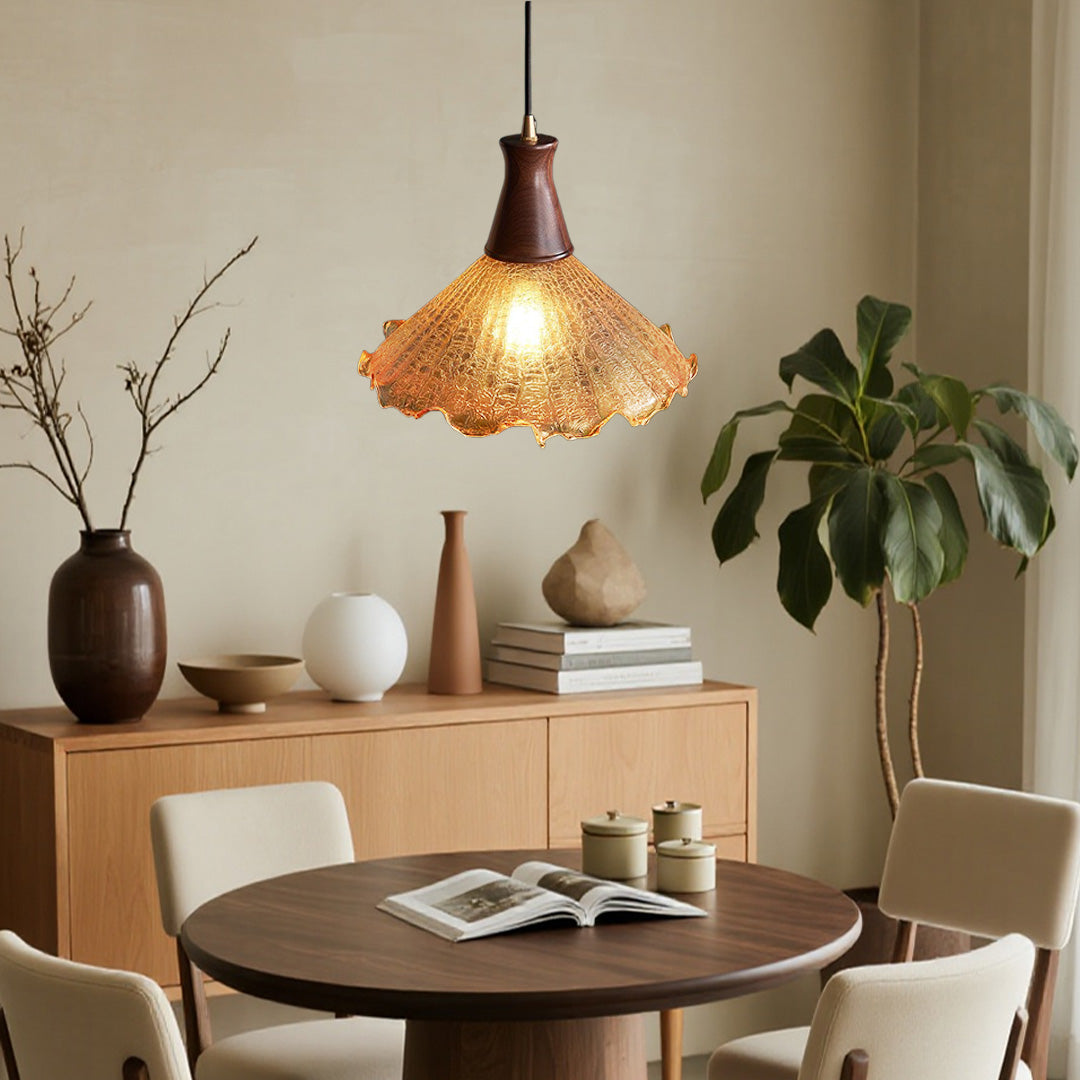 WINCHESTER WALNUT CRACKLE GLASS PENDANT LUMINAIRE