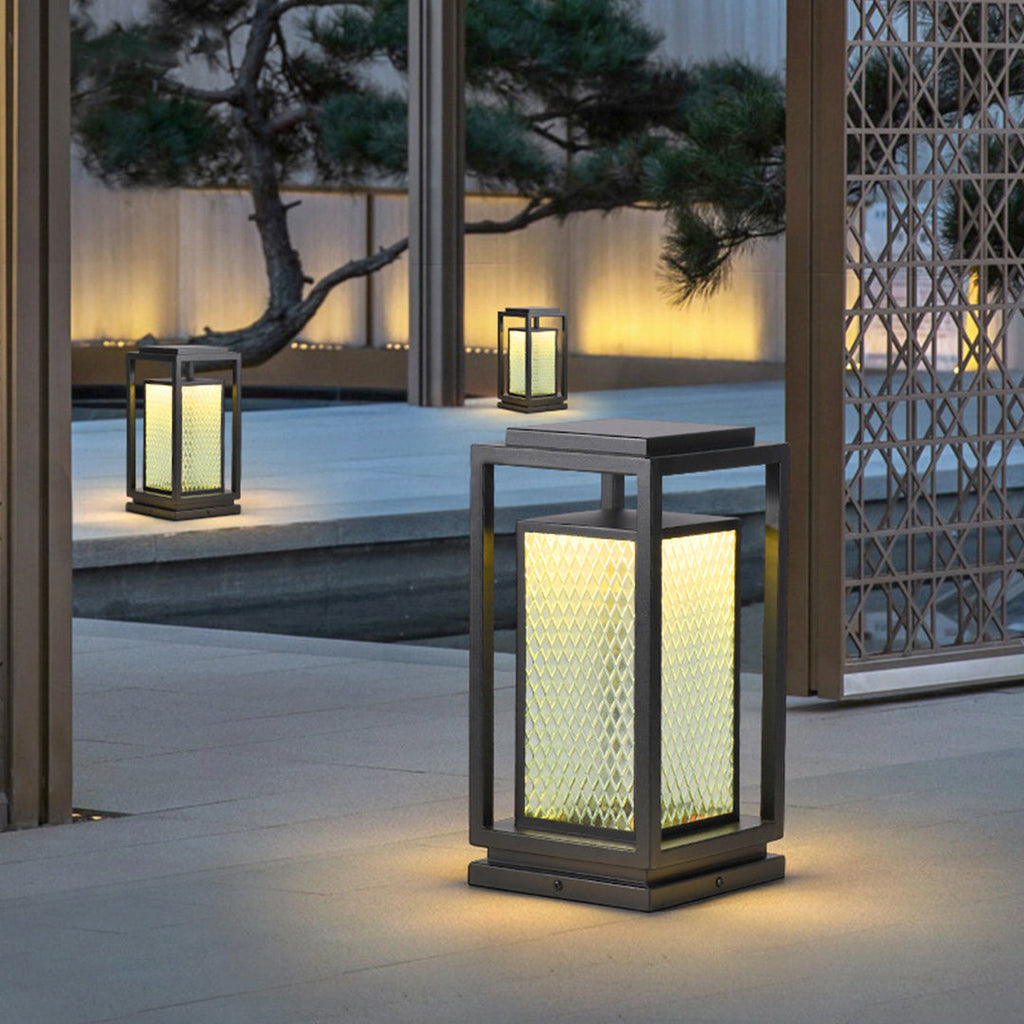RAVENWOOD SQUARE WEATHERED GLASS GARDEN LANTERN
