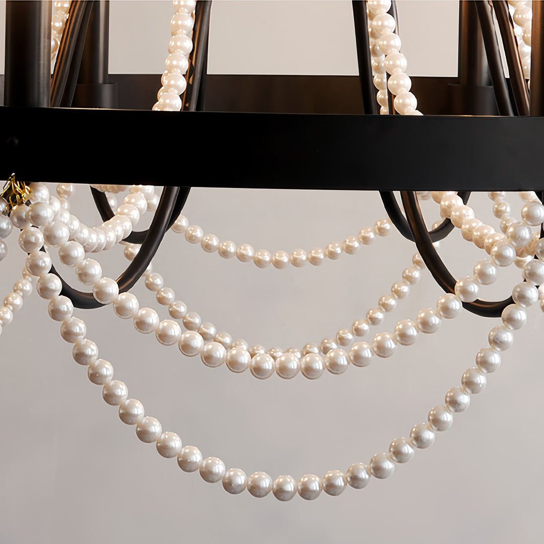 BELLEFONTE PEARL-ADORNED WROUGHT IRON CEILING LANTERN