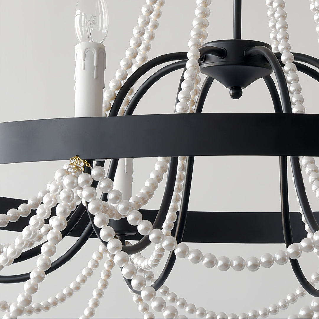 BELLEFONTE PEARL-ADORNED WROUGHT IRON CEILING LANTERN