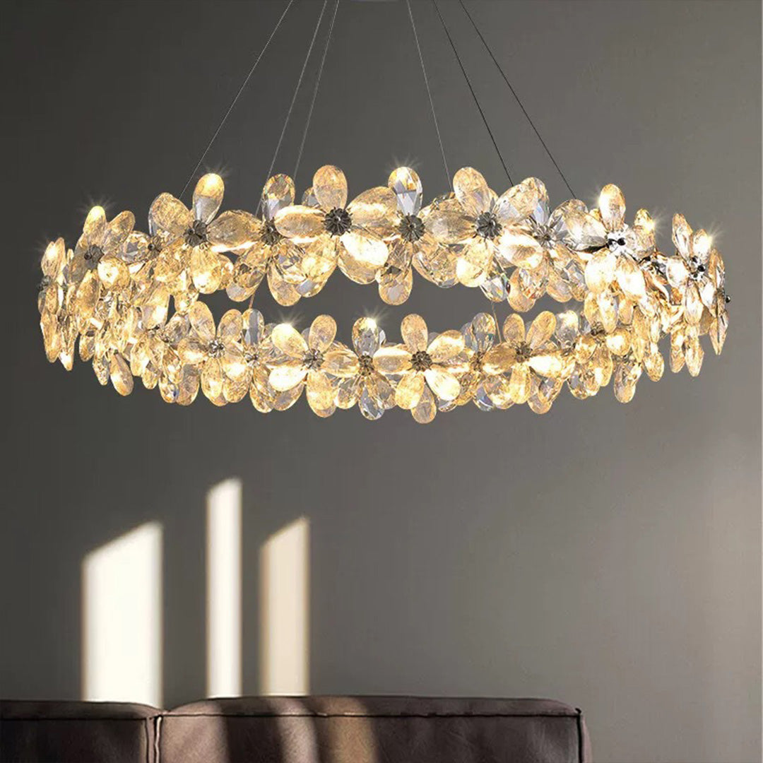 VIOLETTE FLORAL CRYSTAL CANDELABRA CHANDELIER