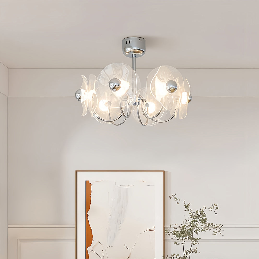 WINDSOR CRYSTAL MULTI-ARM CHANDELIER WITH SILVER TRIM