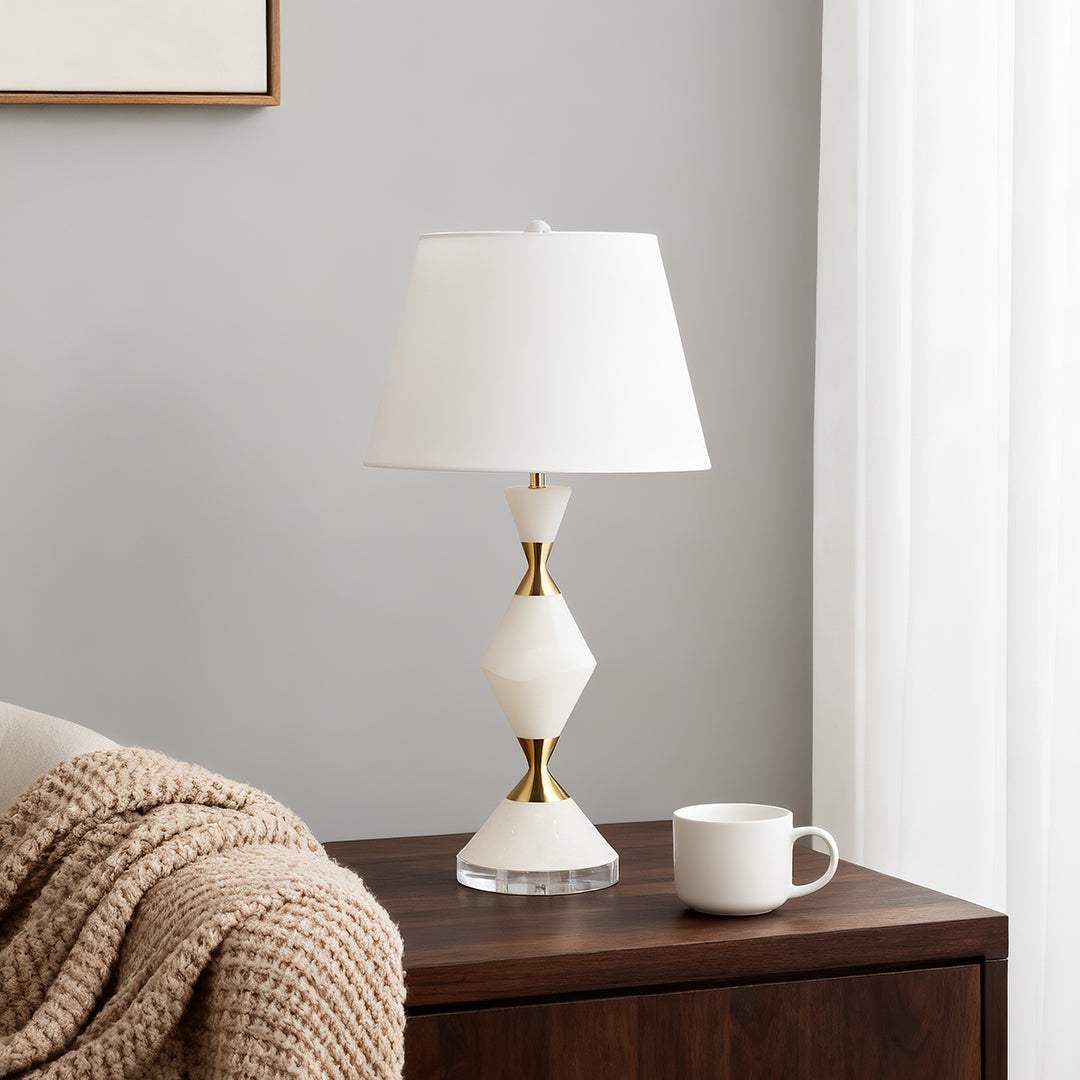 WINDSOR WHITE GLOW TABLE LUMINAIRE WITH GOLD ACCENTS