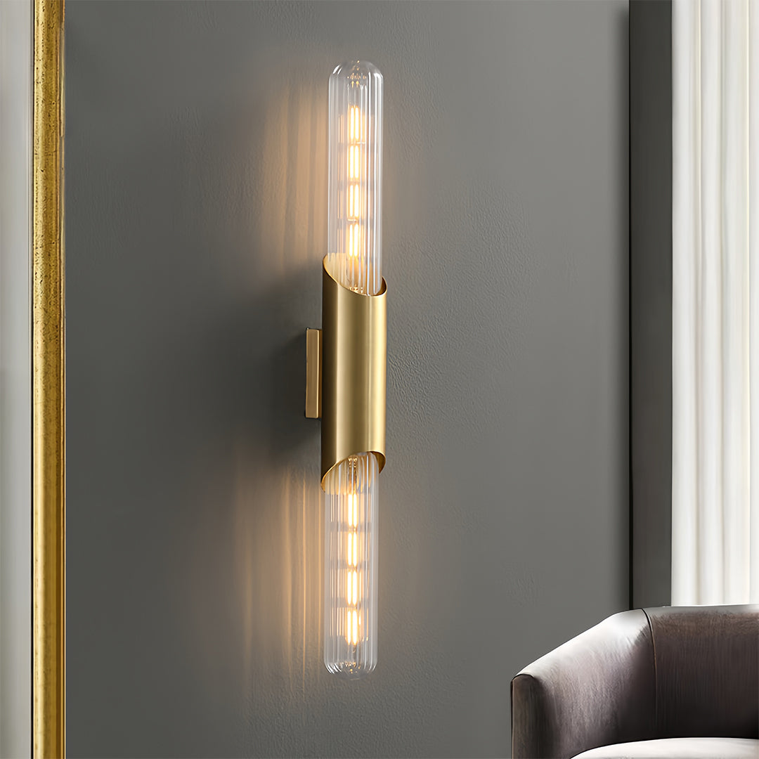 WINDSOR CRYSTAL DRUM CHANDELIER, BROMLEY HORIZONTAL FLAME SCONCES & KENSINGTON SLEEK RECESSED LIGHTS