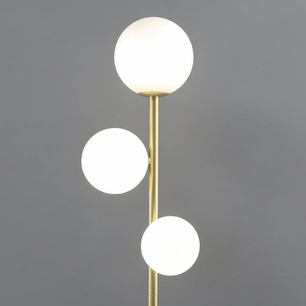 WINTHROP TRIO SPHERE FLOOR LIGHTING IN GILDED BLACK AND WHITE