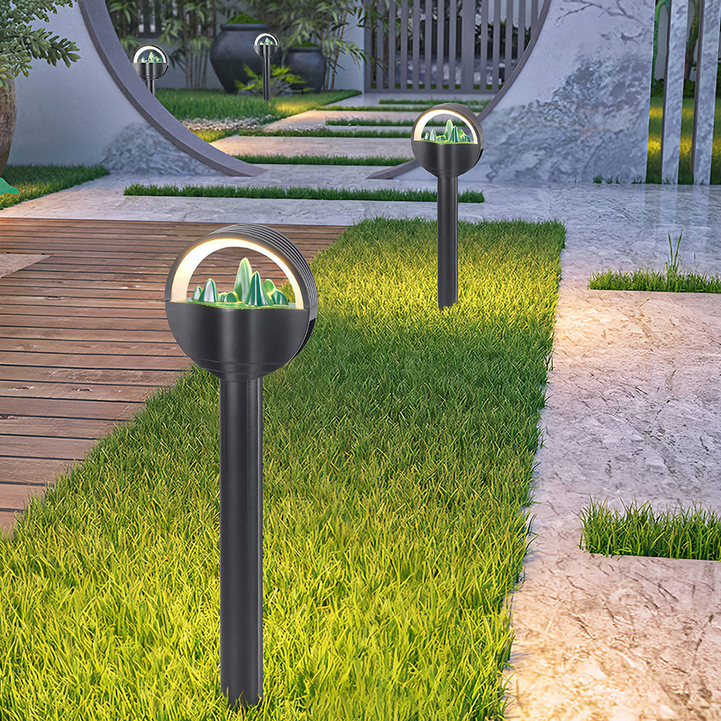 WINDSOR FROSTED ORB GARDEN ILLUMINATOR, WEATHER-RESISTANT PATHWAY LANTERN