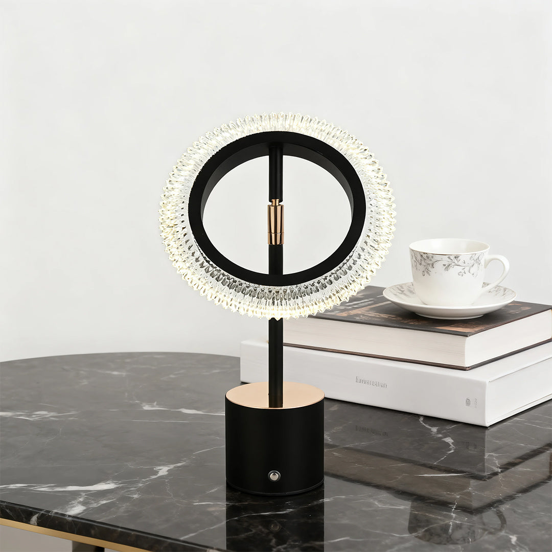 ALDERSON RINGED ILLUMINATION TABLE LAMP - Minimalist Modern Design with Integrated Charging Feature