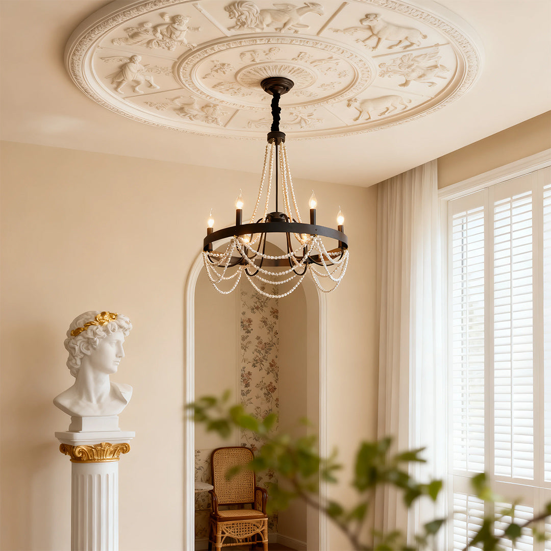 BELLEFONTE PEARL-ADORNED WROUGHT IRON CEILING LANTERN