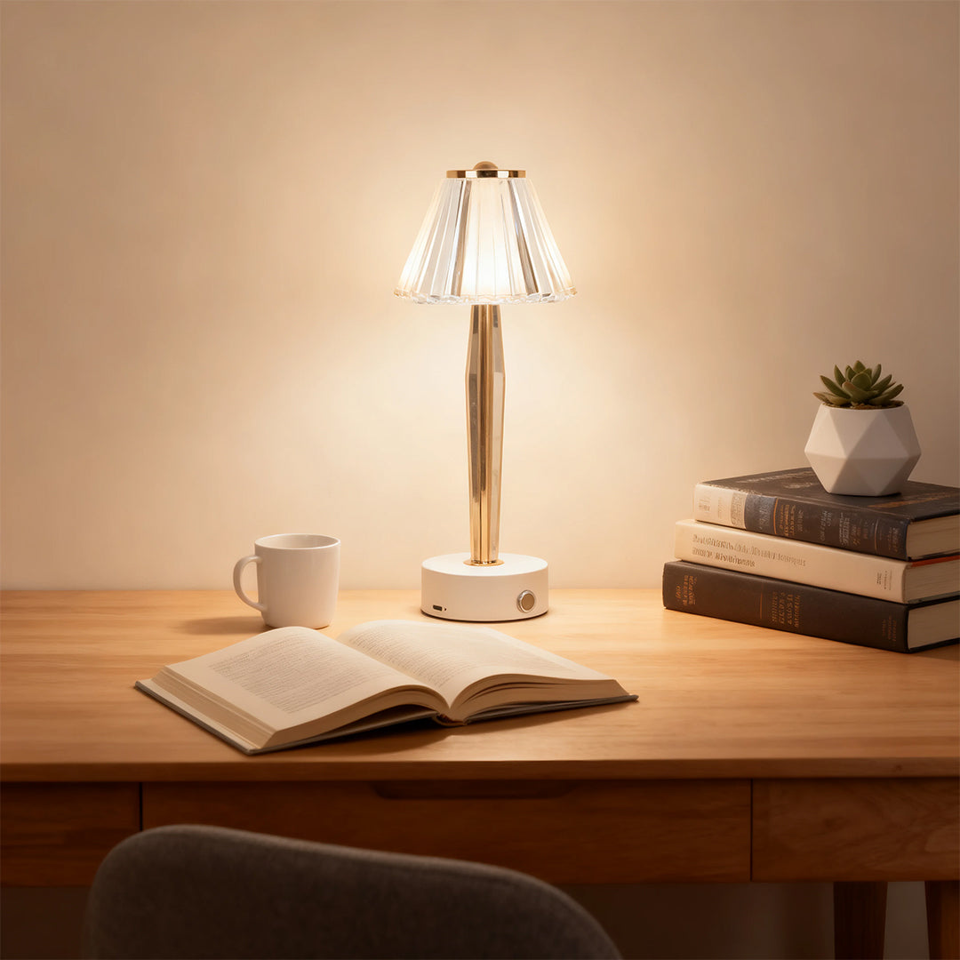 WINTHROP IRON TOUCH LAMP WITH ACRYLIC GLOW SHADE