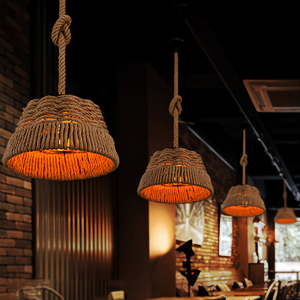WINCHESTER ROPE-BOUND IRON PENDANT LAMP