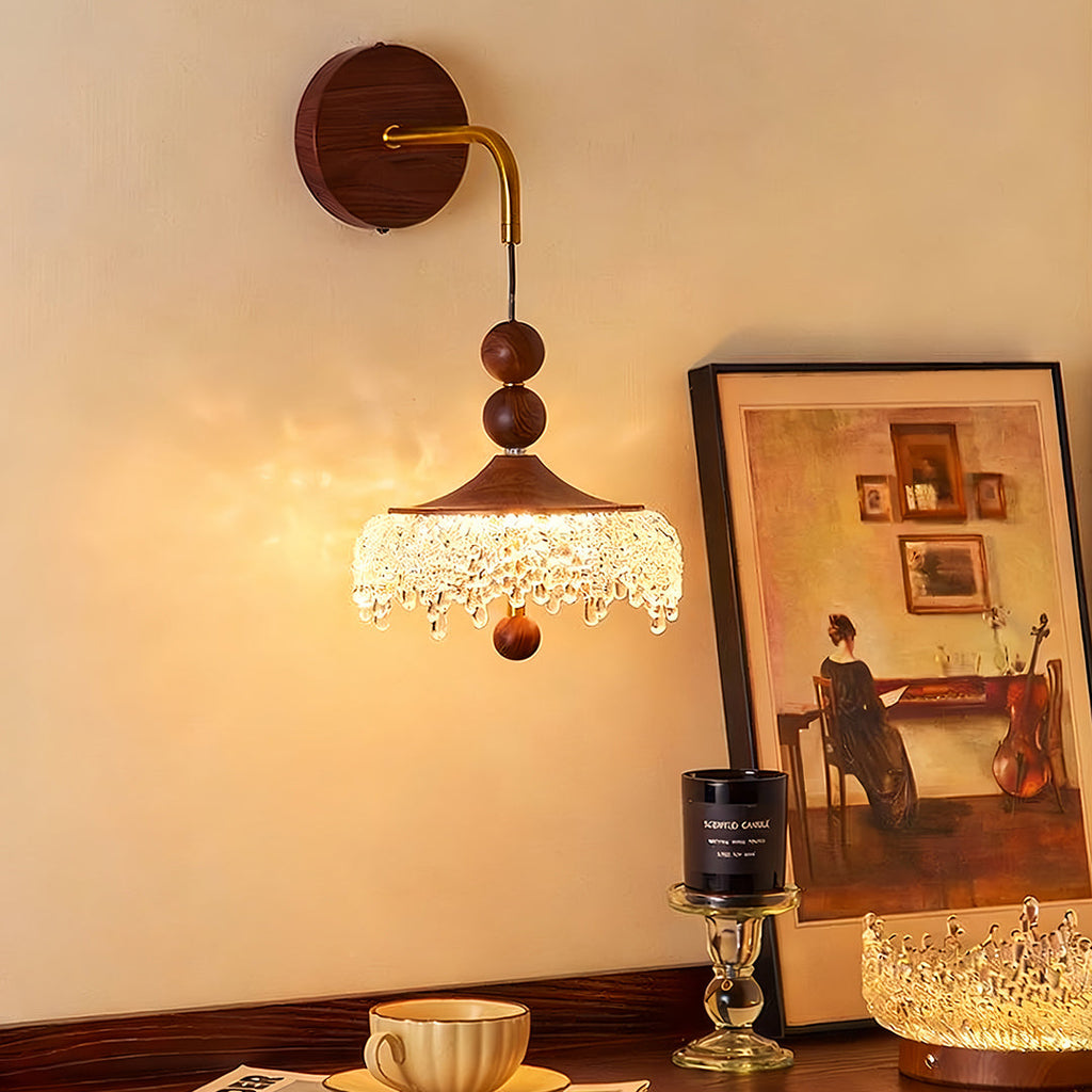 WINTHROP WALNUT WATERFALL WALL SCONCE WITH IRON FRAME