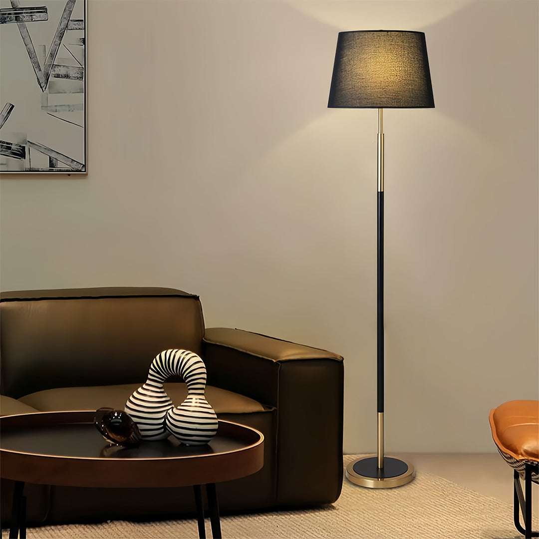 BRAMBLETON IRON CANOPY FLOOR LAMP WITH TEXTILE SHADE