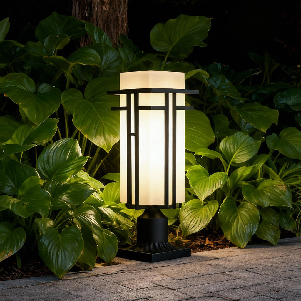 RAVENHALL FROSTED GLASS GARDEN LANTERNS, VINTAGE-INSPIRED ALUMINUM PATHWAY LIGHTING