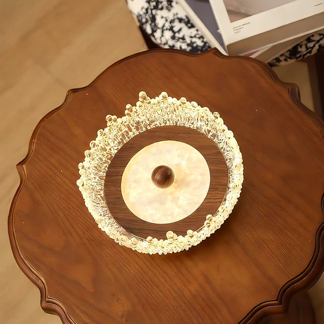 CHARLESTON WALNUT ACRYLIC LUMINAIRE WITH VINTAGE FRENCH INFLUENCE