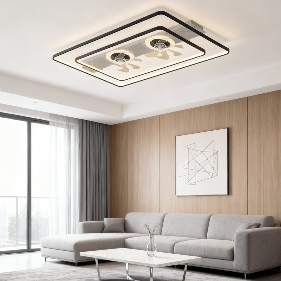 WINDSOR CLEAR ACRYLIC BLADES DUAL-HEAD CEILING FAN WITH LED ILLUMINATION
