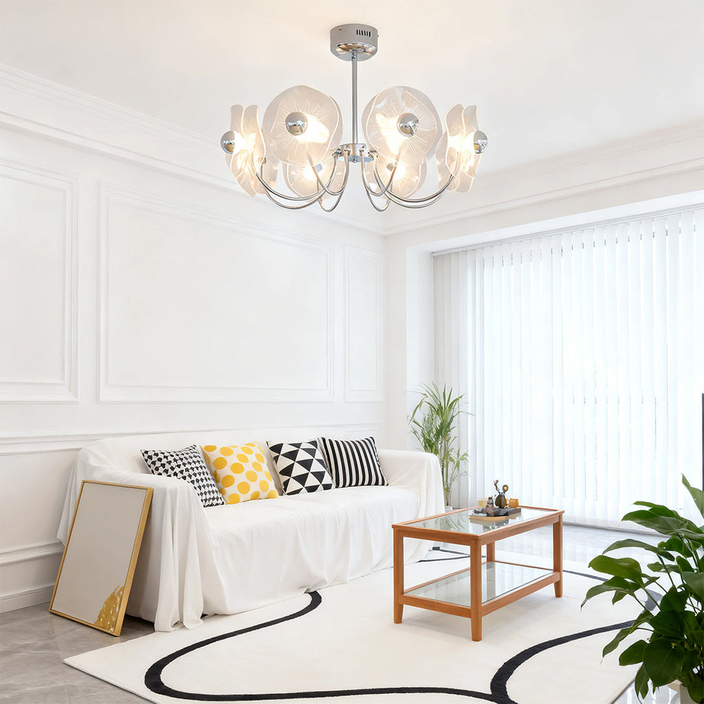 WINDSOR CRYSTAL MULTI-ARM CHANDELIER WITH SILVER TRIM