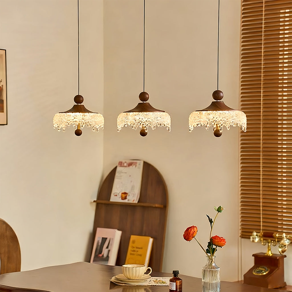 WINTHORPE WALNUT TEARDROP IRON CEILING LAMP