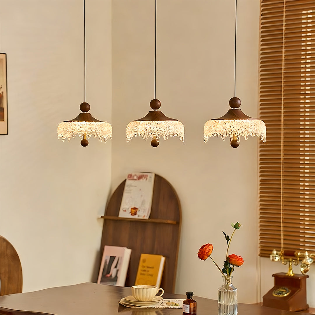 WINTHORPE WALNUT TEARDROP IRON CEILING LAMP