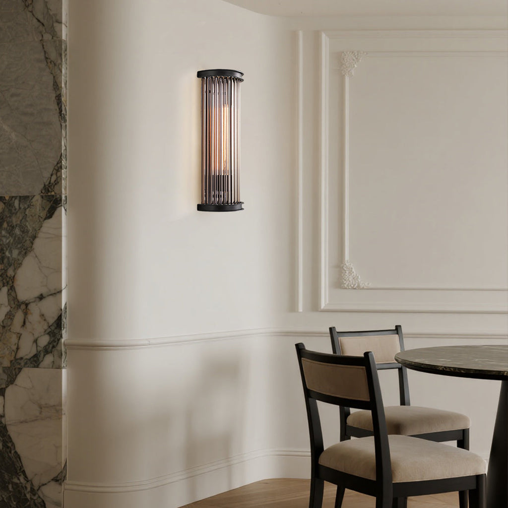 RAVENWOOD VINTAGE SEMI-CIRCULAR GLASS ROD WALL LANTERN