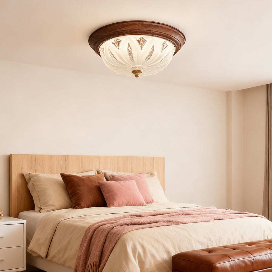 WINTHORPE WALNUT HUE FLUSH MOUNT LIGHTING