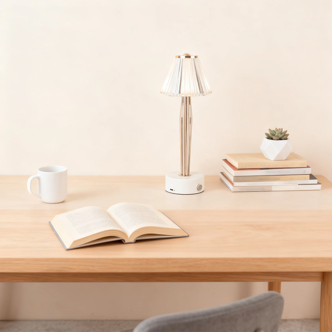 WINTHROP IRON TOUCH LAMP WITH ACRYLIC GLOW SHADE