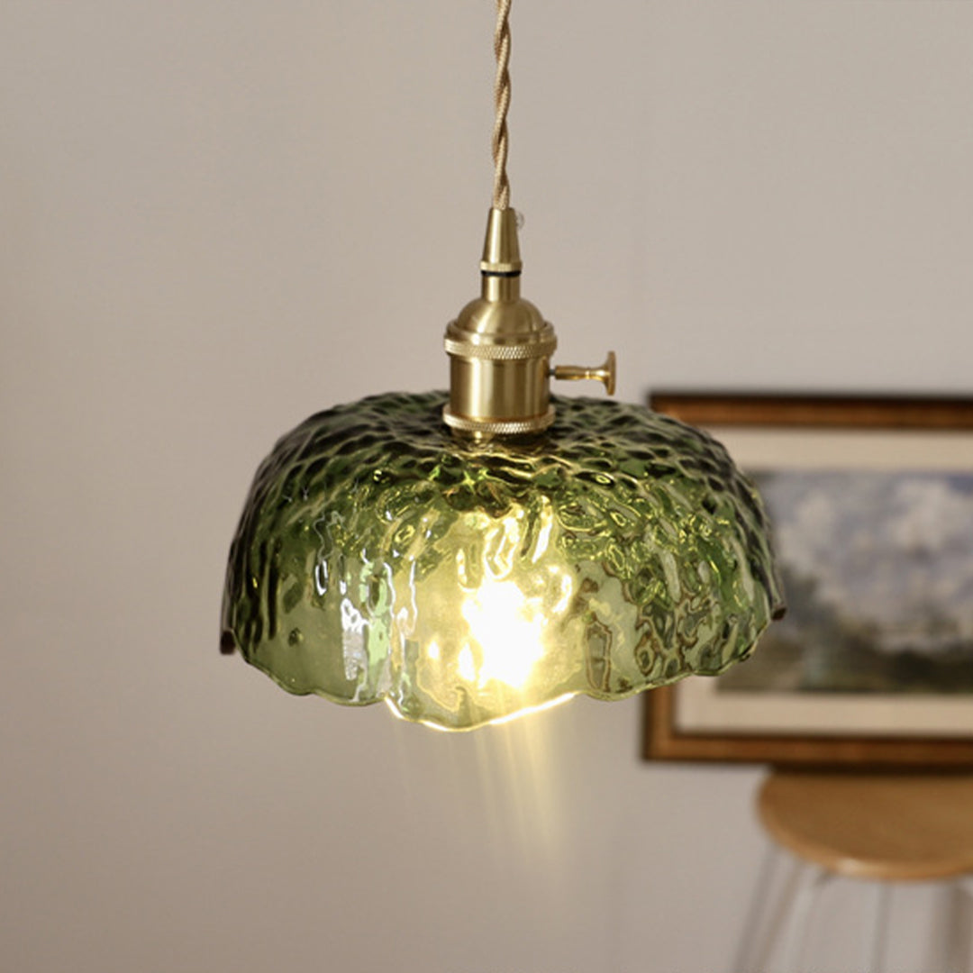 WINTERBOURNE HAMMERED GLASS AND BRASS HANGING LANTERN