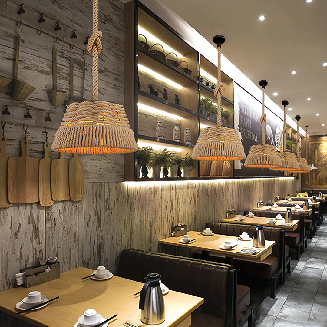 WINCHESTER ROPE-BOUND IRON PENDANT LAMP